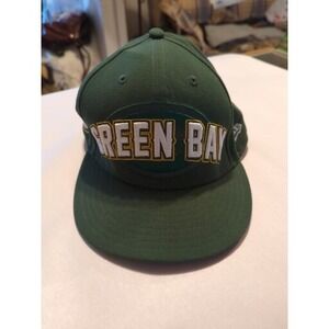 Green Bay Packers Hat Cap Fitted 7 3/8 Mens NFL New Era 59Fifty Green Spell Out